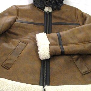 BRONZE BROWN JACKET WITH FAUX FUR LINING – SIZE M - UNISEX